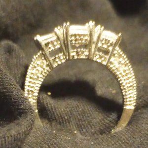 CZ 3 stone  925   Sterling Silver Anniversary Band